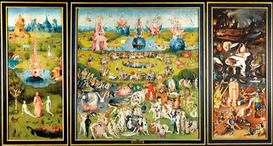 Figur 1  Lystenes hage. Maleri av Hieronymus Bosch (1450&thinsp;&ndash;&thinsp;1516). Wikimedia Commons