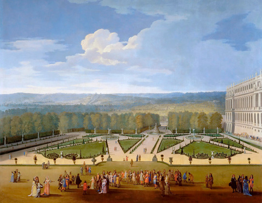 Figure&nbsp;3&nbsp;&nbsp;Louis XIV and his court taking a stroll through the park at Versailles. From Mus&eacute;e de l'Histoire de France,&hellip;