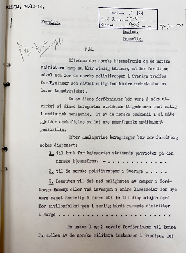 Figure 5 Priority list for the use of penicillin in the Norwegian population from the Norwegian Relief Central in Stockholm,&hellip;
