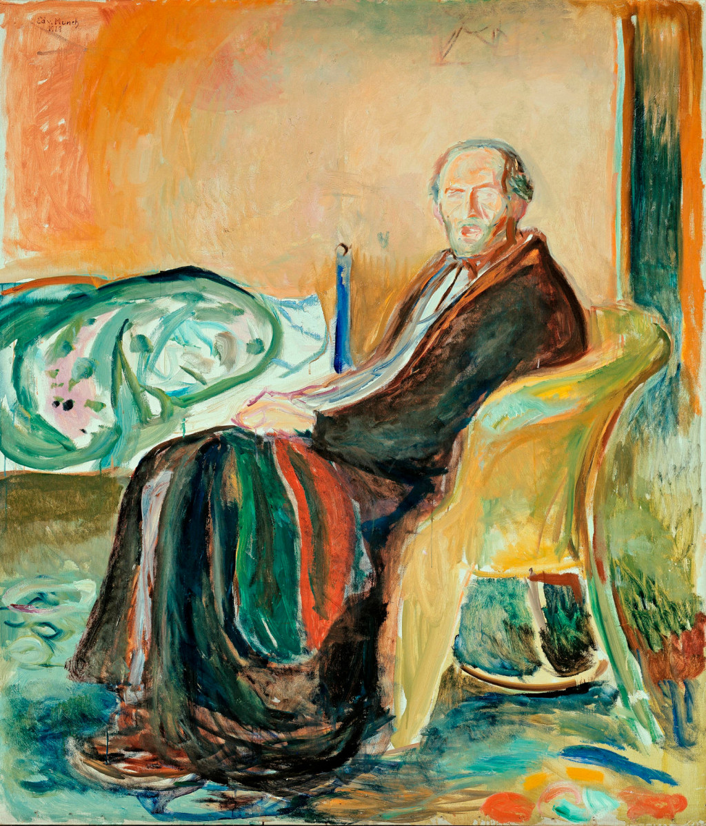 Edvard Munchs Selvportrett med spanskesyken, 1919. Foto: Alamy stock photo
