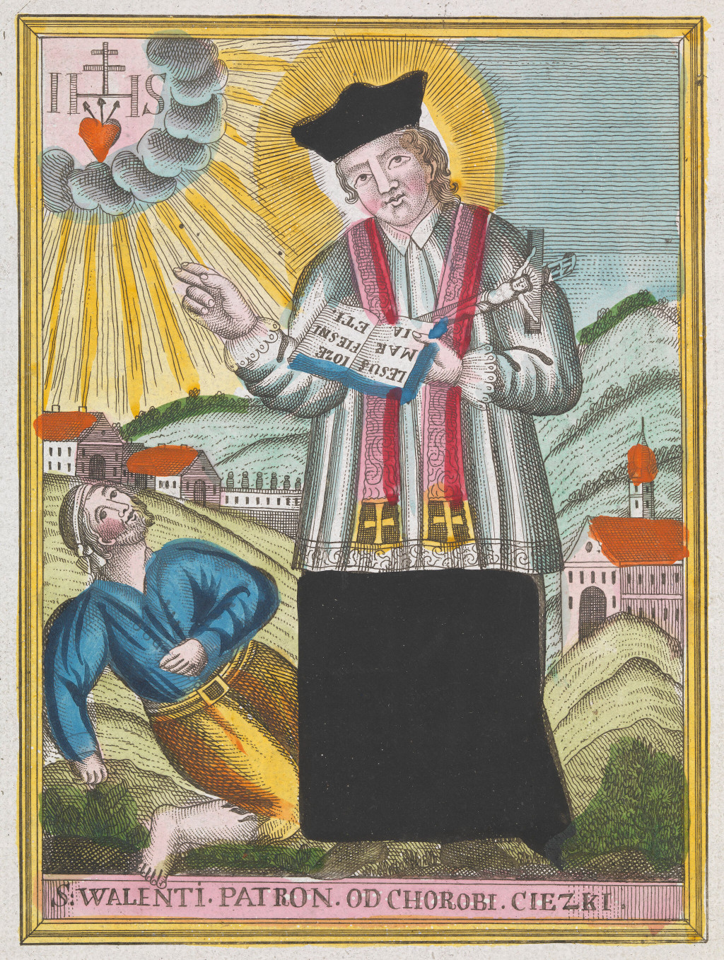 St. Valentine velsigner en person med epilepsi, ukjent dato og kunstner. Illustrasjonsfoto: Wellcome Collection, CC BY 4.0